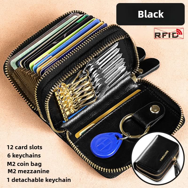 Genuine leather card holder large capacity multi - functional exquisite high - grade card bag key bag - DOROCHEY