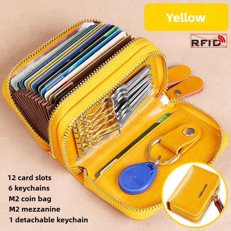 Genuine leather card holder large capacity multi - functional exquisite high - grade card bag key bag - DOROCHEY