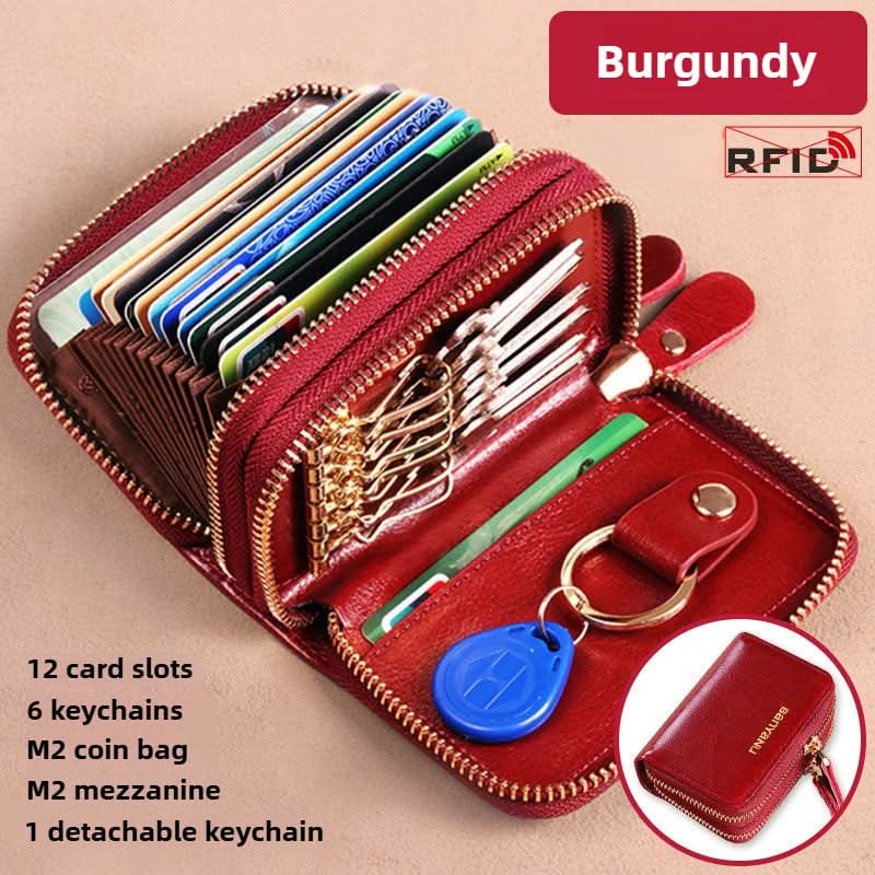 Genuine leather card holder large capacity multi - functional exquisite high - grade card bag key bag - DOROCHEY