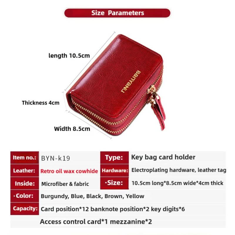 Genuine leather card holder large capacity multi - functional exquisite high - grade card bag key bag - DOROCHEY