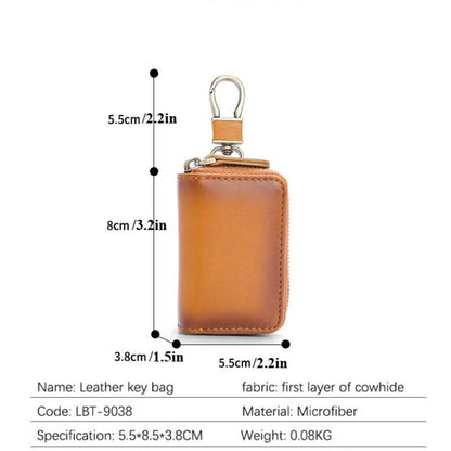 High - grade leather key bag multifunctional large capacity cowhide men's waist hanging car key bag - DOROCHEY