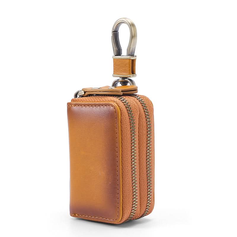 High - grade leather key bag multifunctional large capacity cowhide men's waist hanging car key bag - DOROCHEY