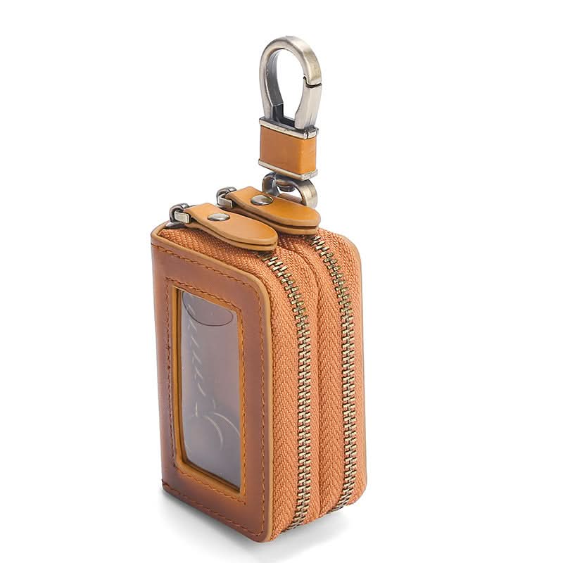 High - grade leather key bag multifunctional large capacity cowhide men's waist hanging car key bag - DOROCHEY