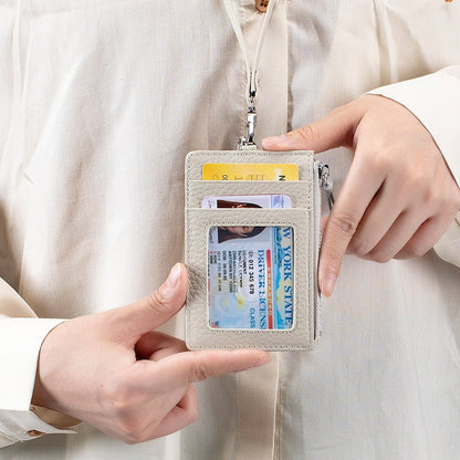 Leather ID Badge Holder with Lanyard - DOROCHEY