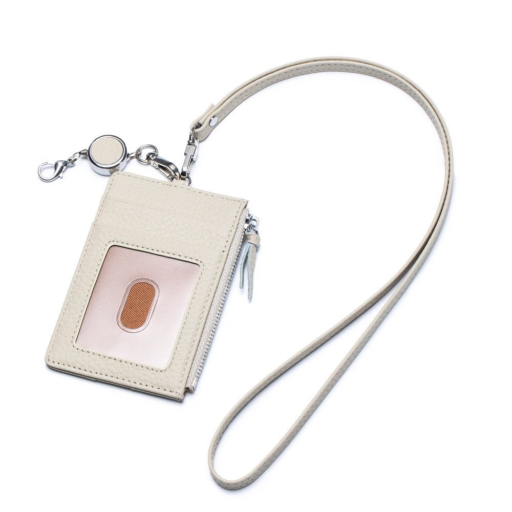 Leather ID Badge Holder with Lanyard - DOROCHEY