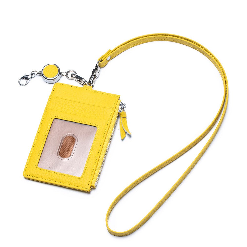 Leather ID Badge Holder with Lanyard - DOROCHEY