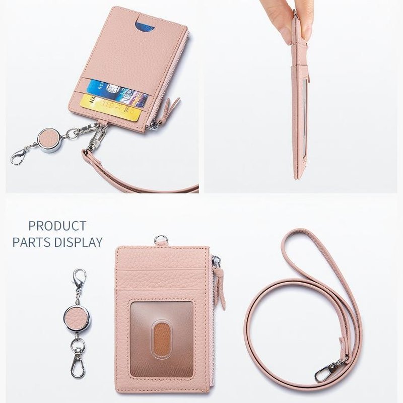 Leather ID Badge Holder with Lanyard - DOROCHEY