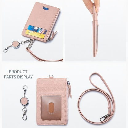 Leather ID Badge Holder with Lanyard - DOROCHEY