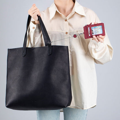 Leather ID Badge Holder with Lanyard - DOROCHEY