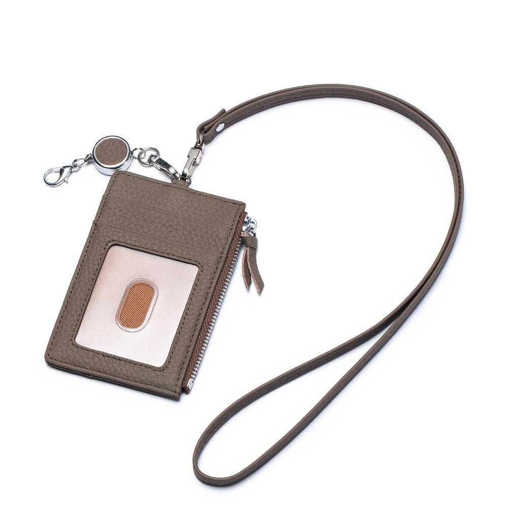 Leather ID Badge Holder with Lanyard - DOROCHEY