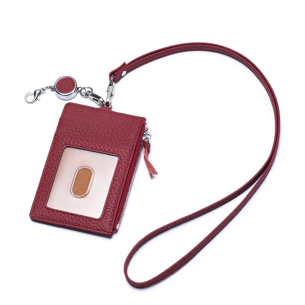 Leather ID Badge Holder with Lanyard - DOROCHEY
