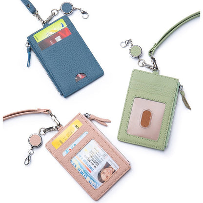 Leather ID Badge Holder with Lanyard - DOROCHEY