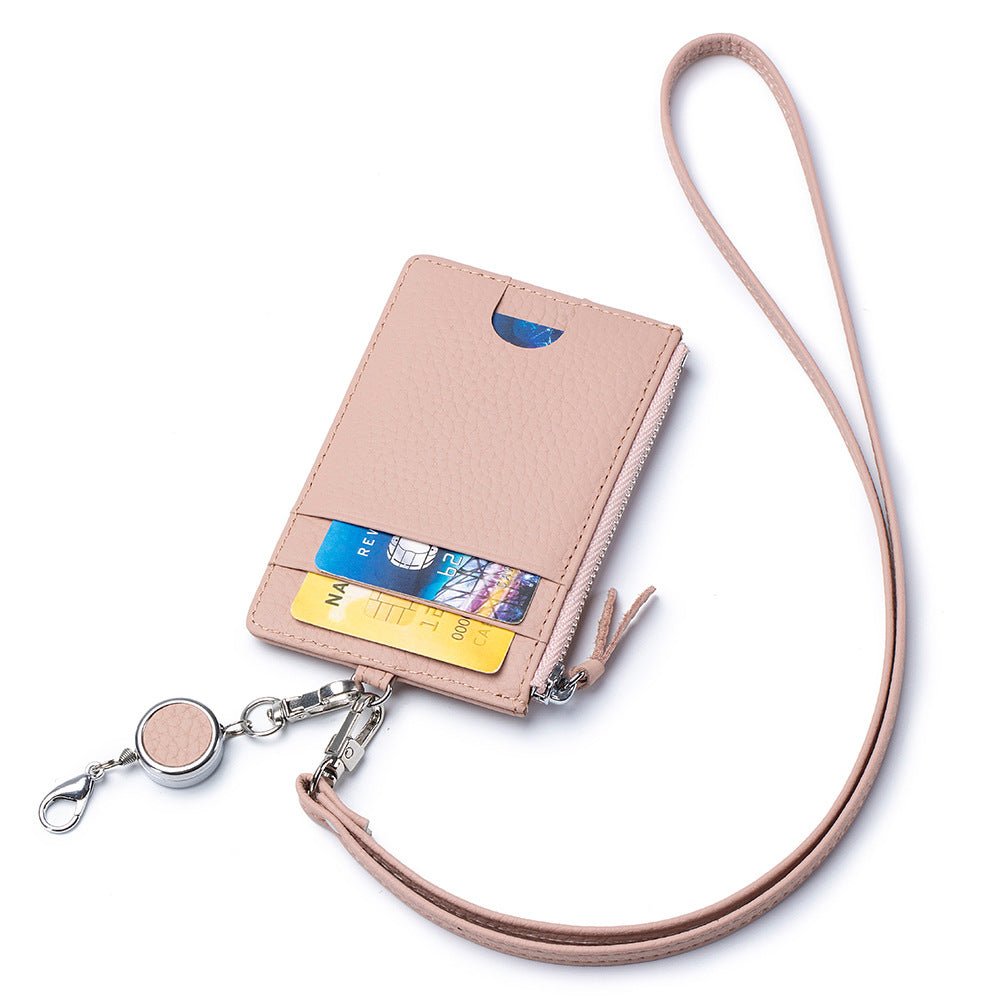 Leather ID Badge Holder with Lanyard - DOROCHEY