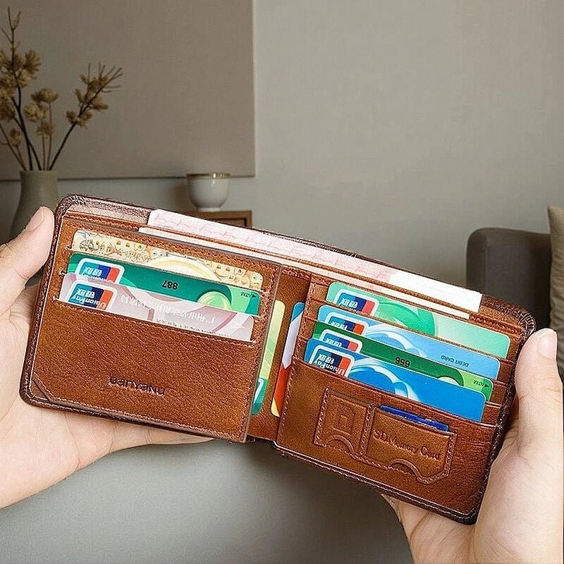 Men’s Horizontal Bifold Leather RFID Wallet - DOROCHEY