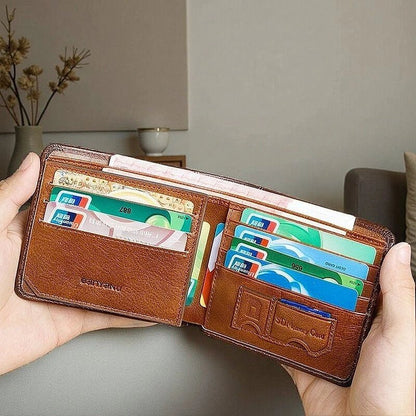 Men’s Horizontal Bifold Leather RFID Wallet - DOROCHEY