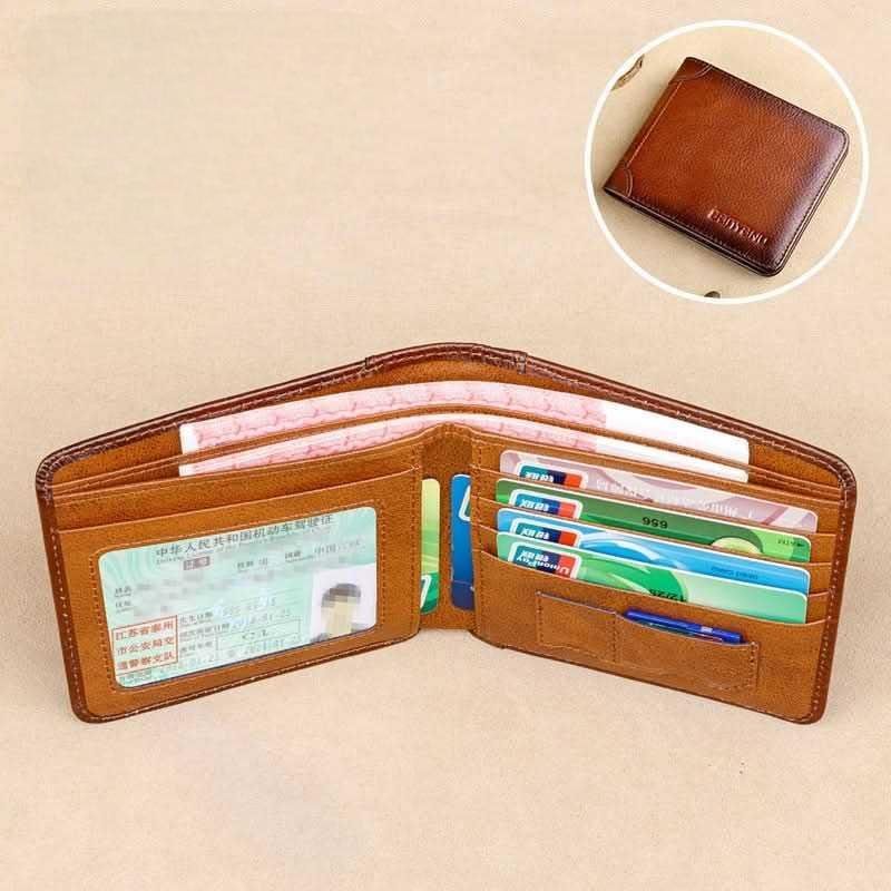 Men’s Horizontal Bifold Leather RFID Wallet - DOROCHEY