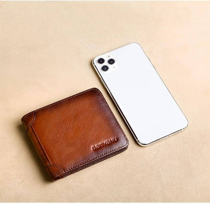 Men’s Horizontal Trifold Leather RFID Wallet - DOROCHEY