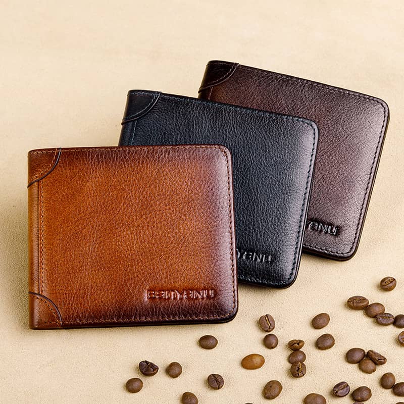 Men’s Horizontal Trifold Leather RFID Wallet - DOROCHEY