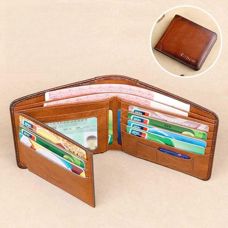 Men’s Horizontal Trifold Leather RFID Wallet - DOROCHEY