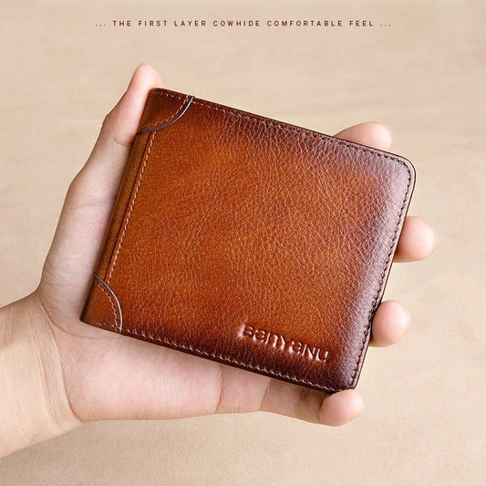 Men’s Horizontal Trifold Leather RFID Wallet - DOROCHEY