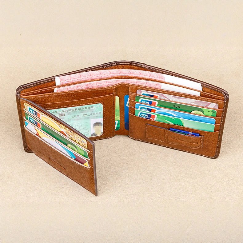 Men’s Horizontal Trifold Leather RFID Wallet - DOROCHEY