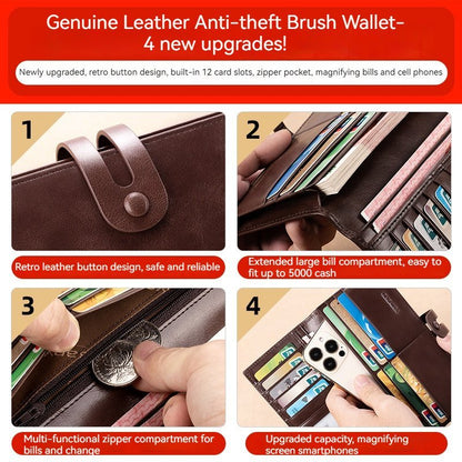 Mens RFID Leather Wallet Long Clutch - DOROCHEY