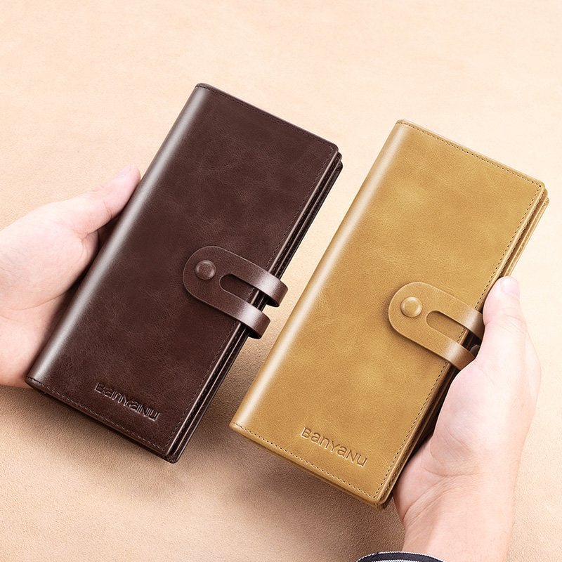 Mens RFID Leather Wallet Long Clutch - DOROCHEY