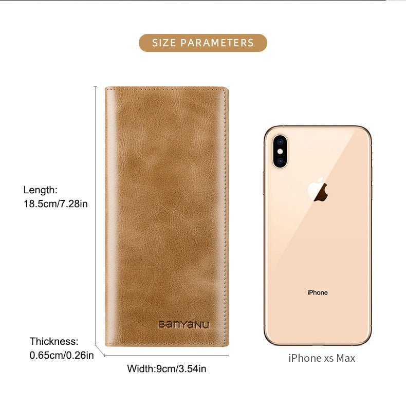 Men’s Slim Long RFID Wallet Genuine Leather - DOROCHEY