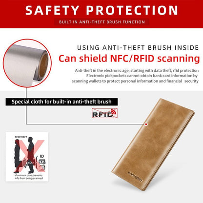 Men’s Slim Long RFID Wallet Genuine Leather - DOROCHEY