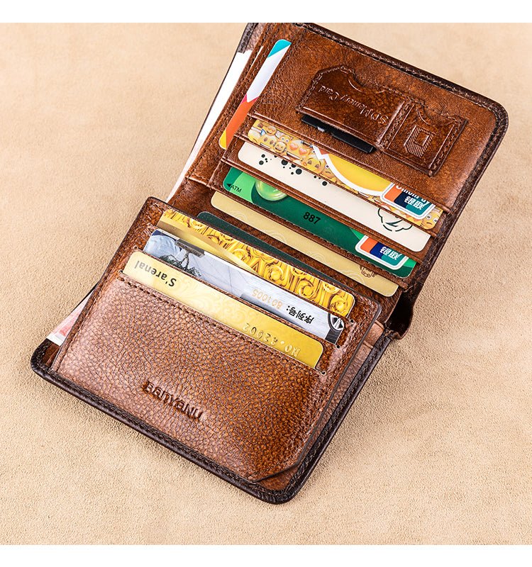 Men’s Vertical Bifold Leather RFID Wallet - DOROCHEY