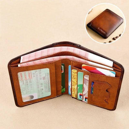 Men’s Vertical Bifold Leather RFID Wallet - DOROCHEY