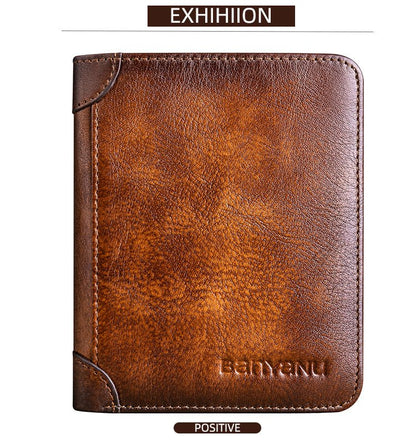 Men’s Vertical Trifold Leather RFID Wallet - DOROCHEY