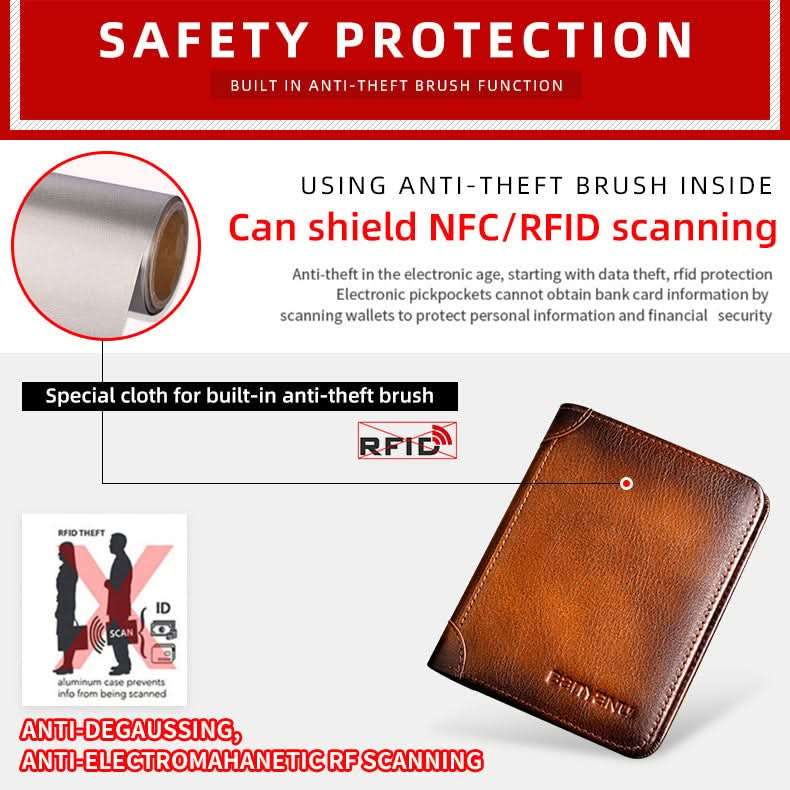 Men’s Vertical Trifold Leather RFID Wallet - DOROCHEY