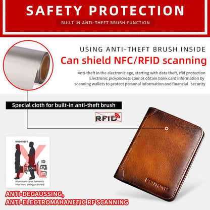 Men’s Vertical Trifold Leather RFID Wallet - DOROCHEY