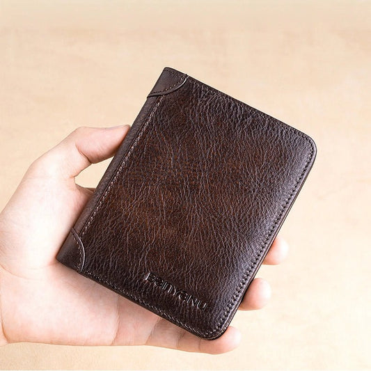 Men’s Vertical Trifold Leather RFID Wallet - DOROCHEY