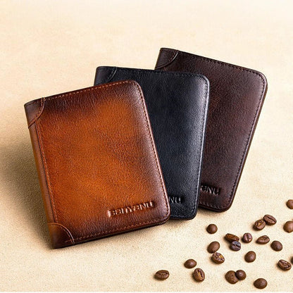 Men’s Vertical Trifold Leather RFID Wallet - DOROCHEY