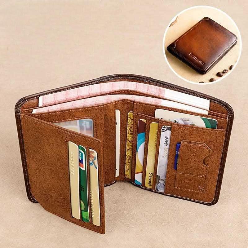 Men’s Vertical Trifold Leather RFID Wallet - DOROCHEY