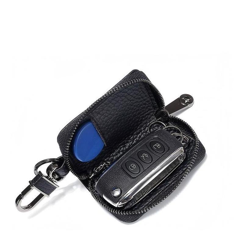 Mini Leather Car Key Holder with Zipper - DOROCHEY