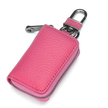 Mini Leather Car Key Holder with Zipper - DOROCHEY