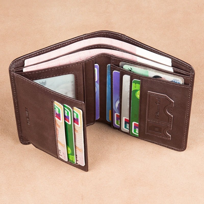 RFID Leather Trifold Wallet for Men - DOROCHEY