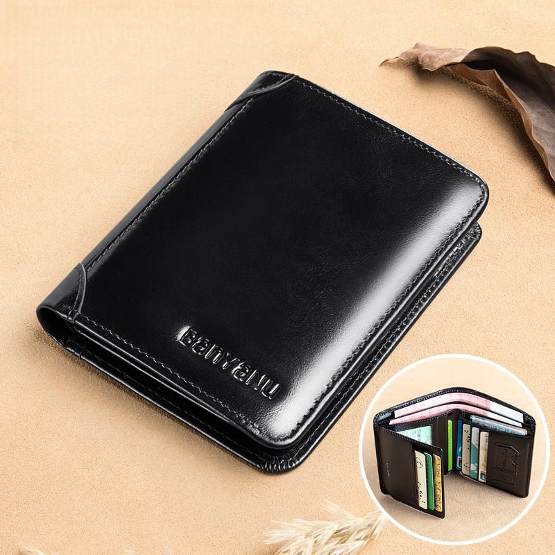 RFID Leather Trifold Wallet for Men - DOROCHEY