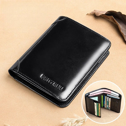 RFID Leather Trifold Wallet for Men - DOROCHEY