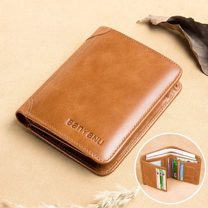 RFID Leather Trifold Wallet for Men - DOROCHEY