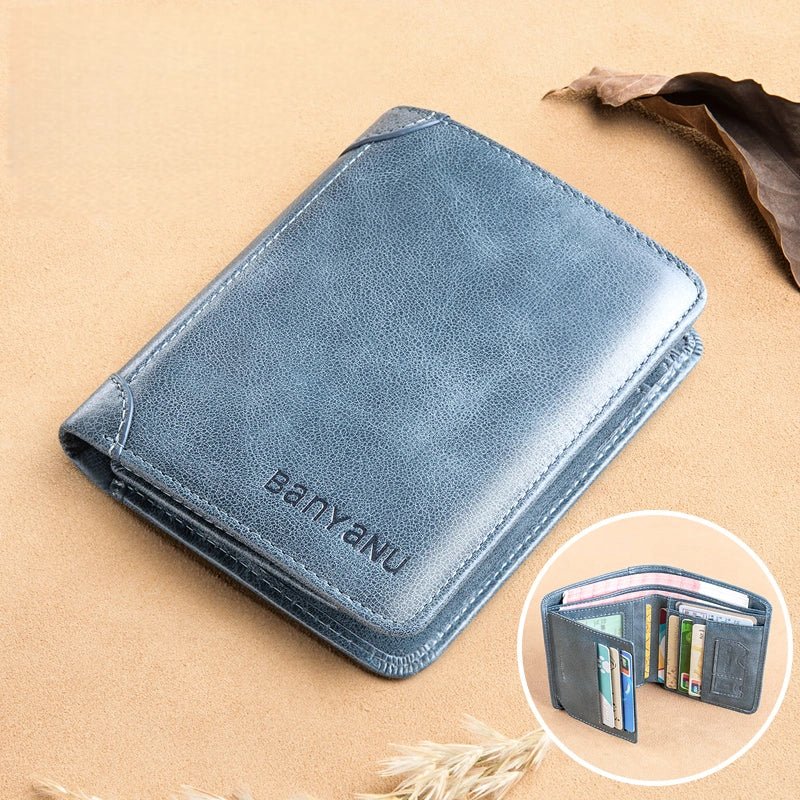 RFID Leather Trifold Wallet for Men - DOROCHEY