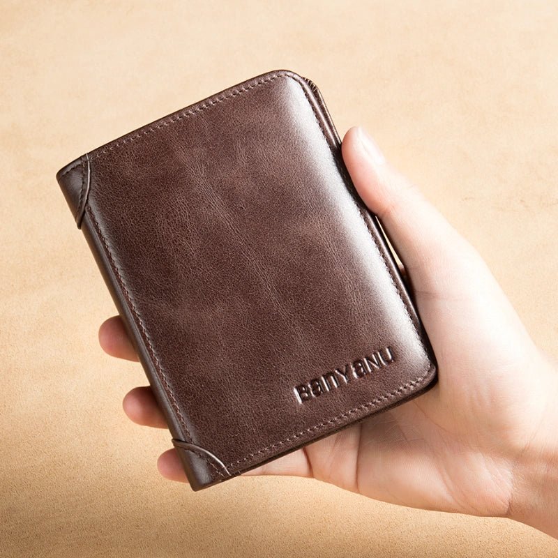 RFID Leather Trifold Wallet for Men - DOROCHEY