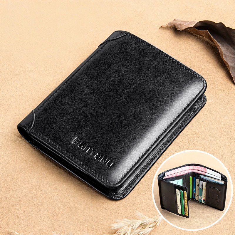 RFID Leather Trifold Wallet for Men - DOROCHEY