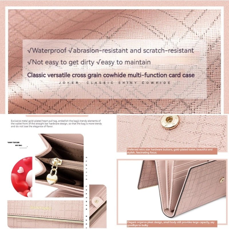 RFID Leather Trifold Wallet for Women - DOROCHEY