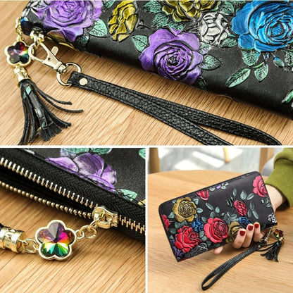 Tassel Floral RFID Leather Wallet - DOROCHEY