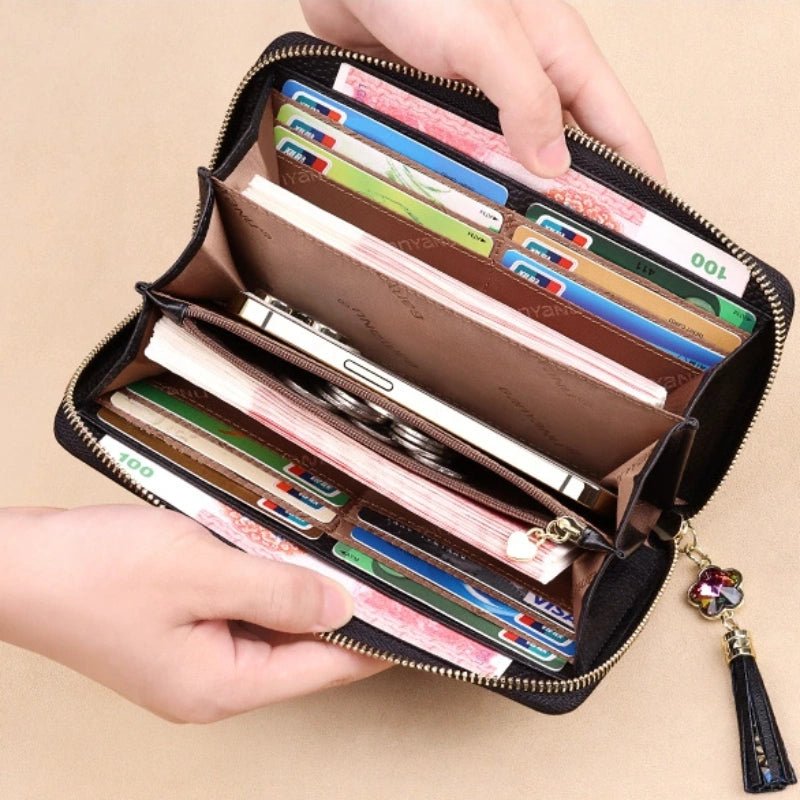 Tassel Floral RFID Leather Wallet - DOROCHEY