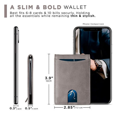 Ultra - thin Fashion Anti - theft Brush Wallet Leather Drawstring Card Case Short Bifold Men's Wallet - DOROCHEY